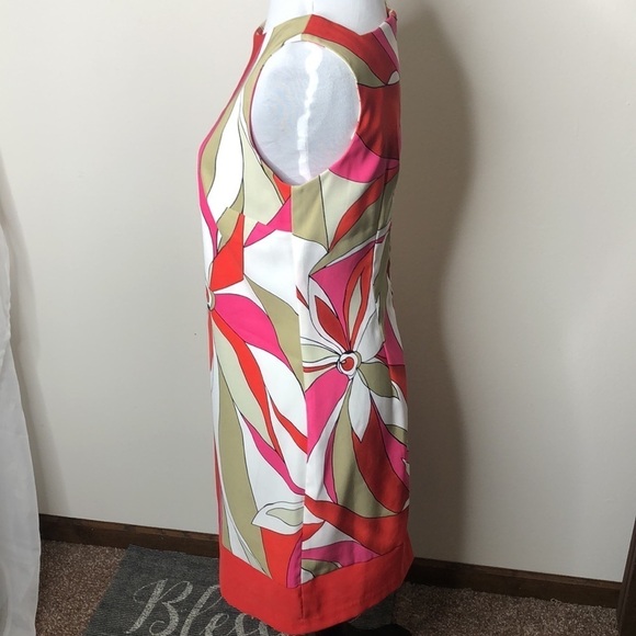 AB studio women’s red &pink floral sleeveless dress size 4 - Picture 3 of 10